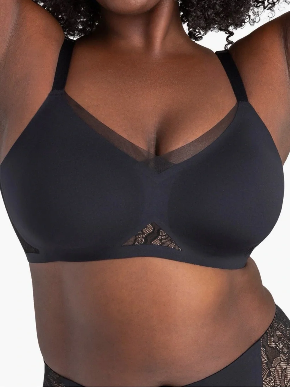 Honeylove CrossOver Lace Bra in Runway Black 2X